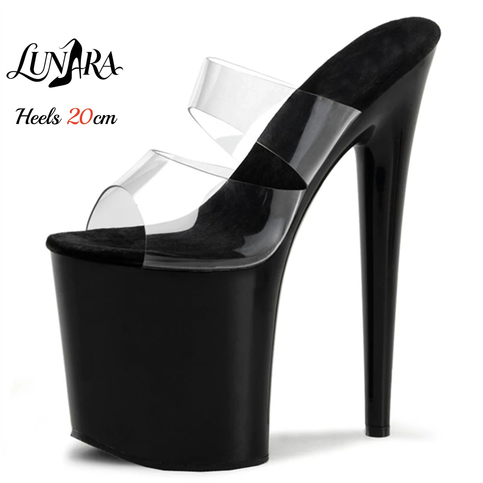 Clear Strap Heel - 20cm Clear PVC Strappy Ultra High