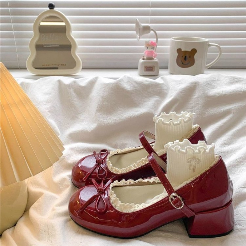 Women'S Shoes Burgundy - 2026 Spring New Women's High-End Ballet