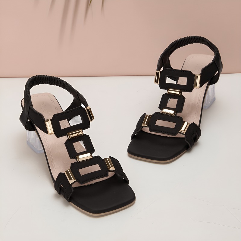 Clear Strap Heel - Fashion Plus Size Simple Elegant Block