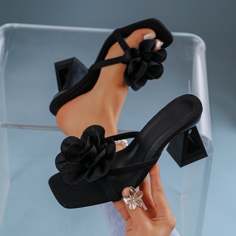 Women Shoes Formal - Womens 3D Flower Decor Sandals Triangular