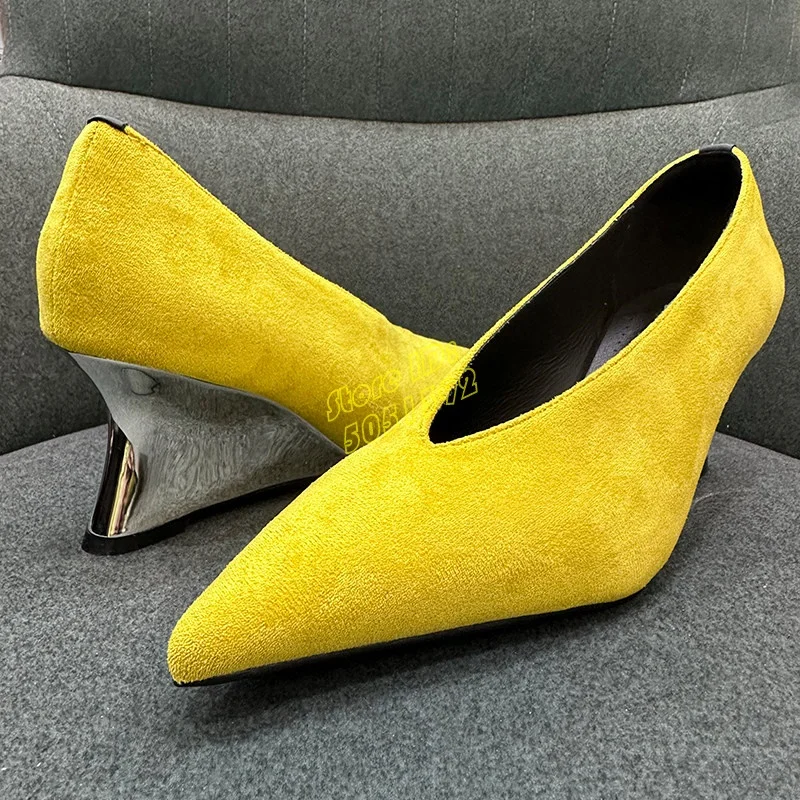 Red Suede Slip On Pumps Wedges - Women'S Shoes Burgundy review and price