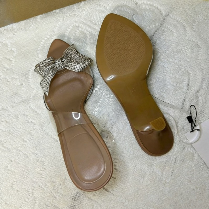 Clear PVC Rhinestone Bow Heels - Clear Strap Heel review and price
