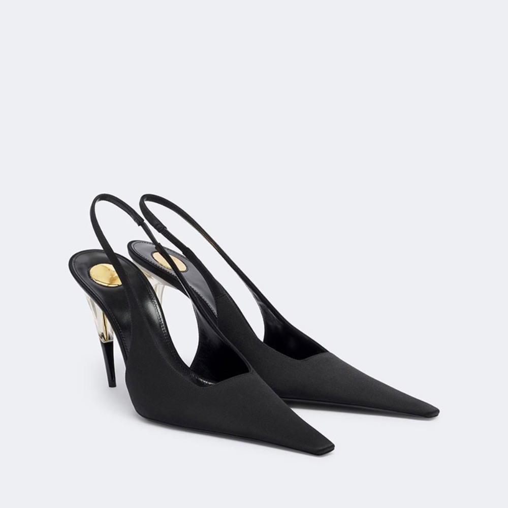 Women Satin Pointed‑Toe Stilet - Clear Strap Heel review and price