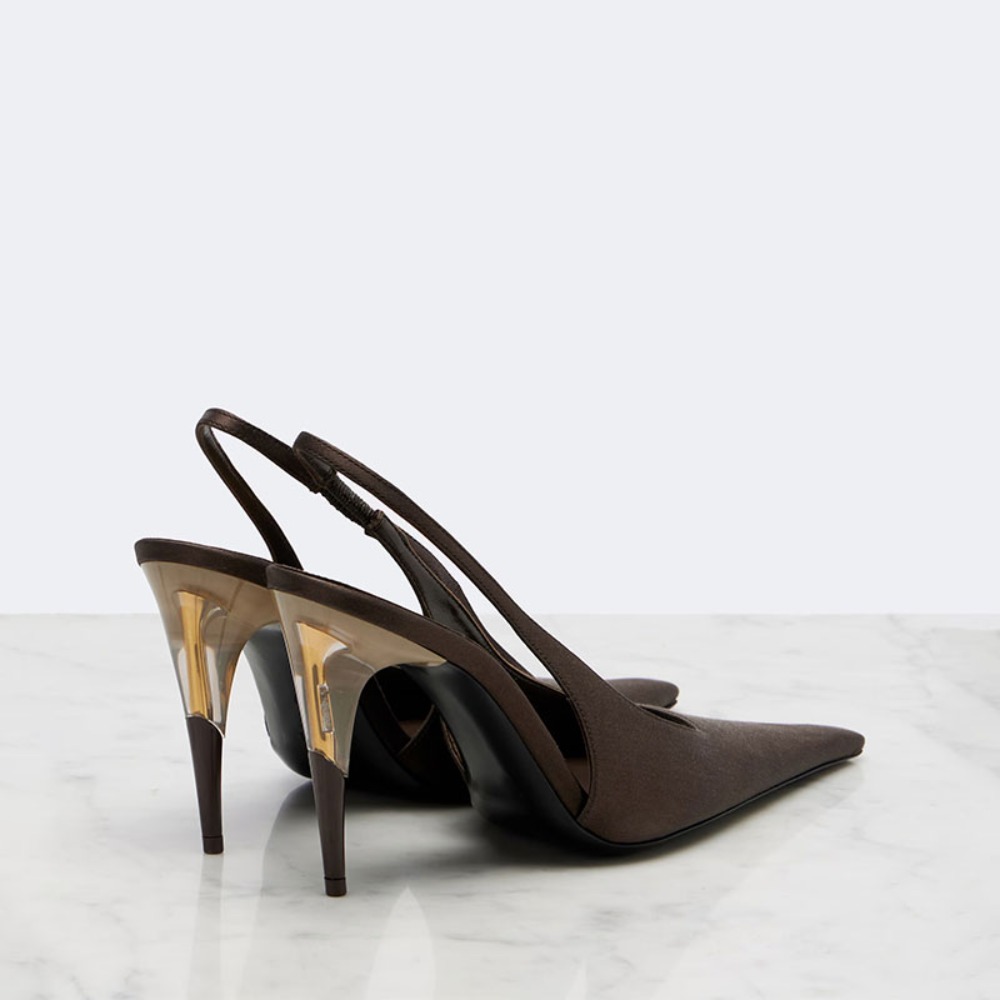 Women Satin Pointed‑Toe Stilet - Clear Strap Heel review and price