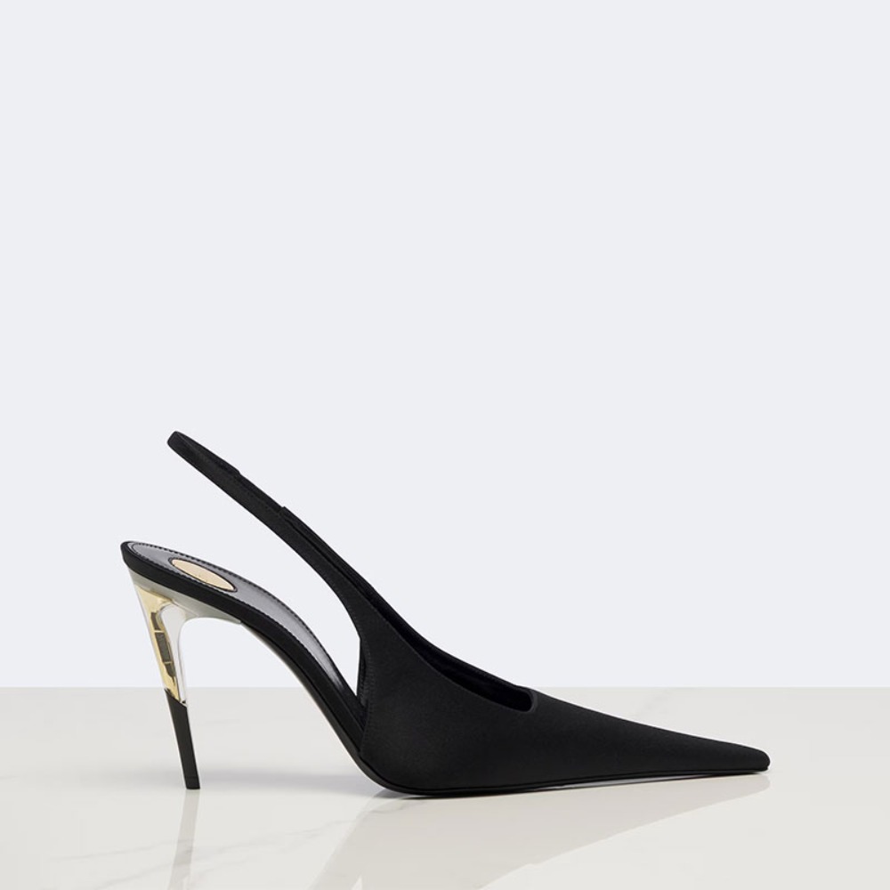 Women Satin Pointed‑Toe Stilet - Clear Strap Heel review and price