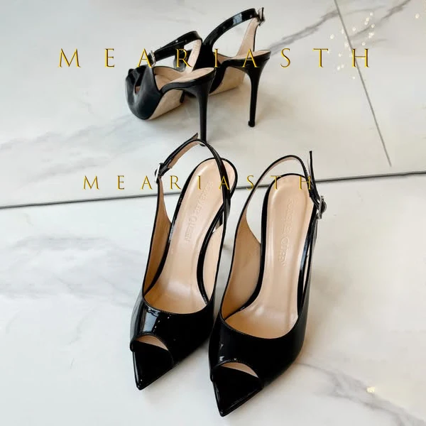 Patent Leather Sandals In Blac - Women Shoes Japanese Brand review and price