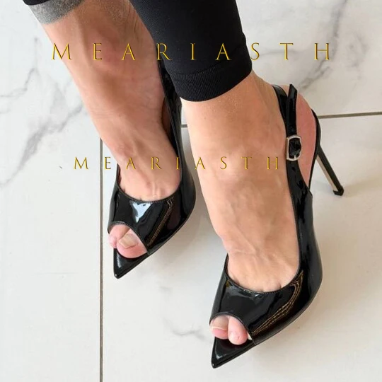 Patent Leather Sandals In Blac - Women Shoes Japanese Brand review and price