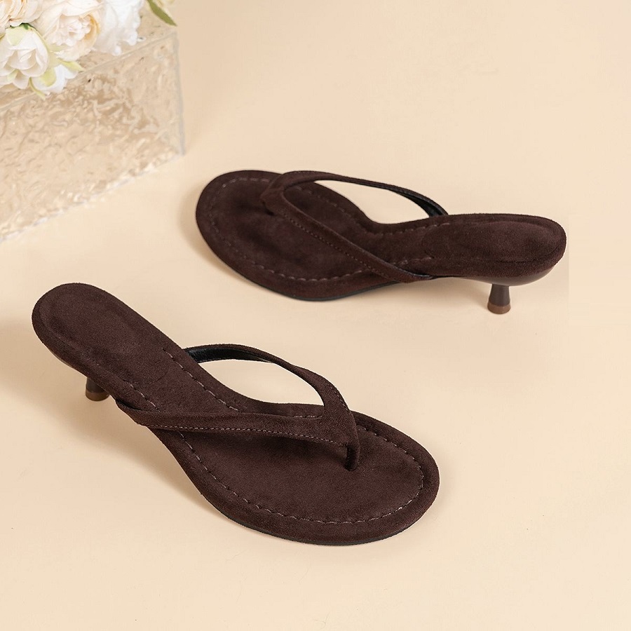 New Faux Suede Heeled Thong Sa - Women Shoes Formal review and price