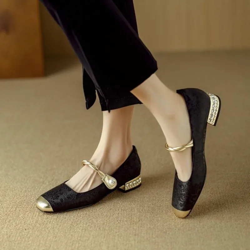 Block Heel Woman Pumps Square  - Women Shoes Japanese Brand review and price
